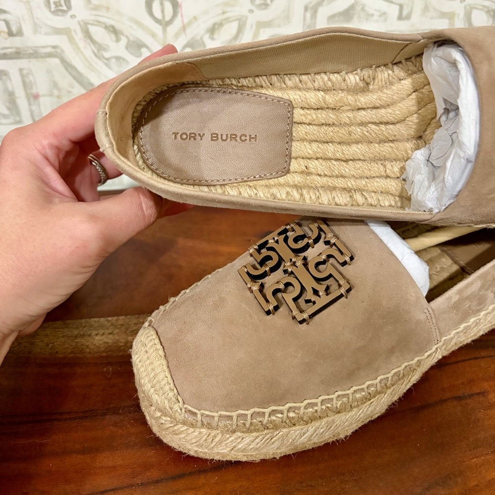Tory Burch Suede Platform Espadrilles in “Almond Flour” SZ 8, NEW IN BOX! $275 - Picture 8 of 12